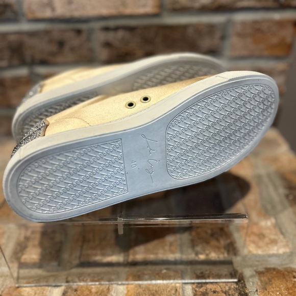 Lola Cruz Wink Gold Satin Sneakers & Crystals - Picture 7 of 11